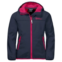 Jack Wolfskin Softshelljacke Fourwinds (wind-& wasserabweisend) nachtblau/pink Kinder/Jugendliche